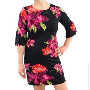 Alexandra + Oak Floral Bell Sleeve Shift Dress Size Large
